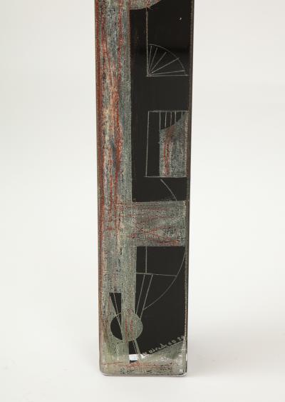 Tall Geometric Etched Glass Vase