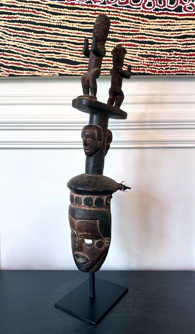 Tall Ibibio Head Mask with Polychrome Nigeria Africa Provenance