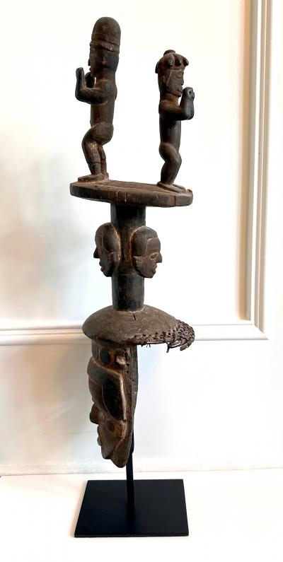 Tall Ibibio Head Mask with Polychrome Nigeria Africa Provenance