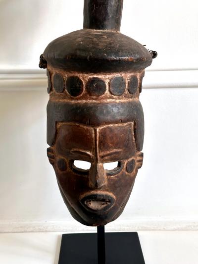 Tall Ibibio Head Mask with Polychrome Nigeria Africa Provenance