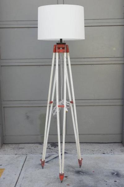 Tall Industrial Surveyor Tripod Floor Lamp