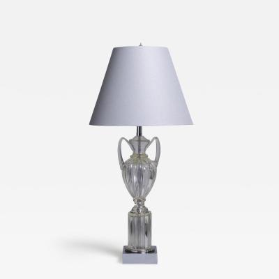 Tall Moulded Glass Urn Shaped Table Lamp 1960s
