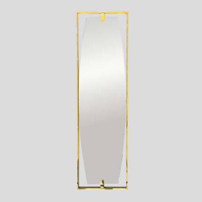 Tall Rectangular Mid Century Style brass frame mirror