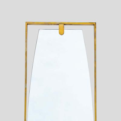 Tall Rectangular Mid Century Style brass frame mirror