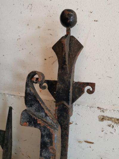 Tall Set of A c Cast Iron Gates in the Glasgow Style with Split Heart Details