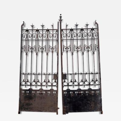 Tall Set of A c Cast Iron Gates in the Glasgow Style with Split Heart Details