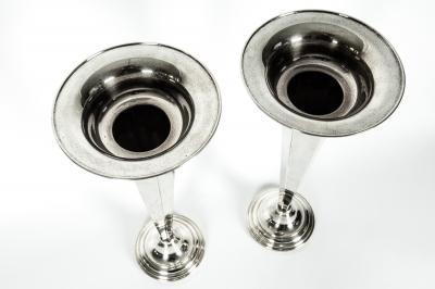 Tall Vintage Silver Plate Pair Vases