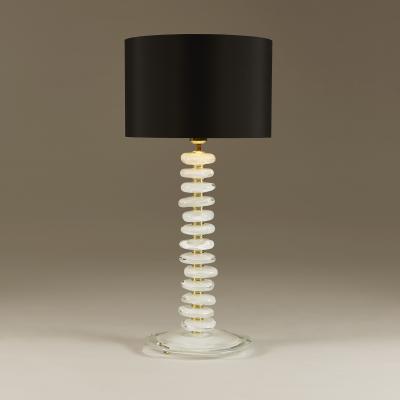 Tall pair of Italian Murano white glass Ripple lamps