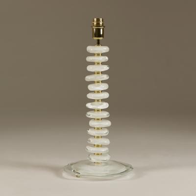 Tall pair of Italian Murano white glass Ripple lamps