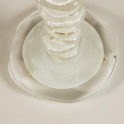Tall pair of Italian Murano white glass Ripple lamps