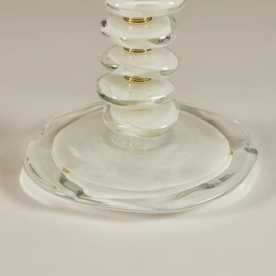 Tall pair of Italian Murano white glass Ripple lamps