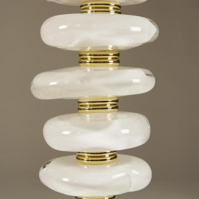Tall pair of Italian Murano white glass Ripple lamps