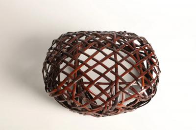 Tanabe Chikuunsai II Oceans of Good Fortune Handled Flower Basket 1970s