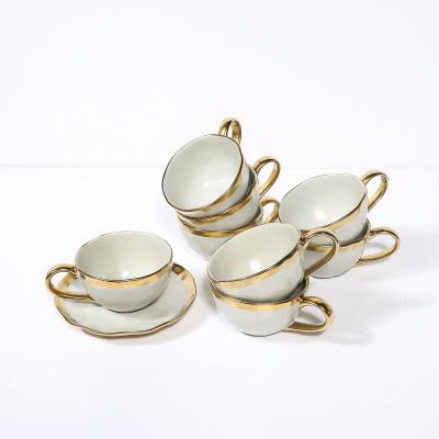 Tania Bulh es Modernist Porcelain W Gilt Accents Tea Coffee Service for 8 by Tania Bulh es