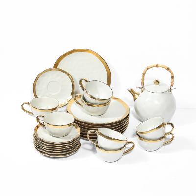 Tania Bulh es Modernist Porcelain W Gilt Accents Tea Coffee Service for 8 by Tania Bulh es