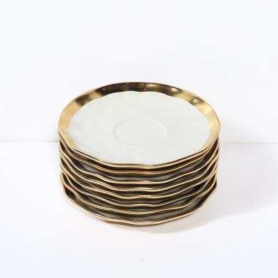 Tania Bulh es Modernist Porcelain W Gilt Accents Tea Coffee Service for 8 by Tania Bulh es