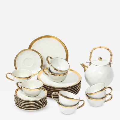 Tania Bulh es Modernist Porcelain W Gilt Accents Tea Coffee Service for 8 by Tania Bulh es