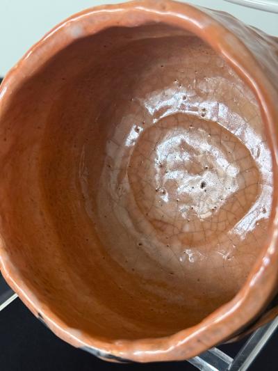 Tannyu Raku Japanese Painted Chawan Tea Bowl by Tannyu 10th Raku Edo Period