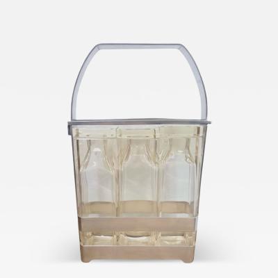 Tantalus Decanter Set with Restored Metal Case and Geometric Glass Bottles