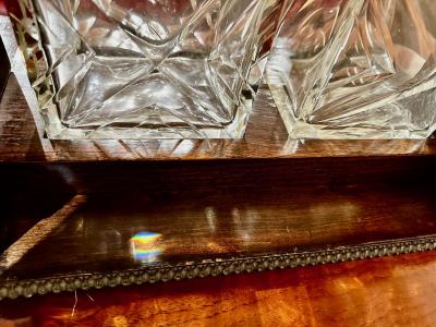 Tantalus Two Decanter Art Deco Set with Wood Holder