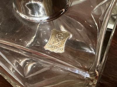 Tantalus Two Decanter Art Deco Set with Wood Holder