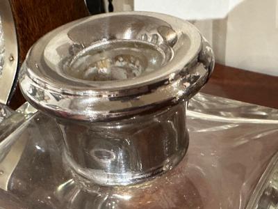 Tantalus Two Decanter Art Deco Set with Wood Holder