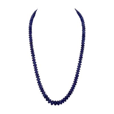 Tanzanite Cabochon Beaded Necklace 14 Karat Clasp