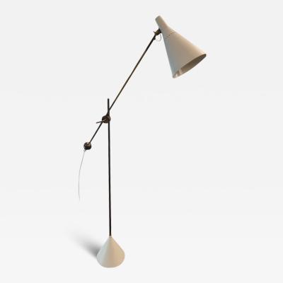 Tapio Wirkkala A Tapio Wirkkala Adjustable Floor Lamp K10 11 in White and Brass Idman 1950s