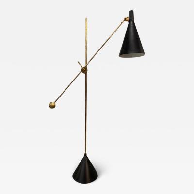 Tapio Wirkkala Black Tapio Wirkkala Adjustable Floor Lamp Model K10 11 Idman 1950s