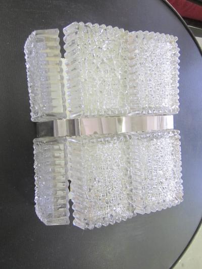 Tapio Wirkkala Pair Scandinavian Mid Century Modern Glass Wall Sconces Attr to Tapio Wirkkala