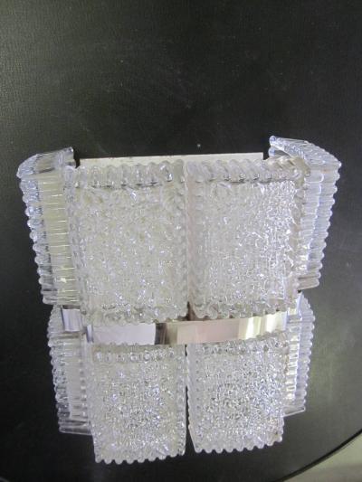 Tapio Wirkkala Pair Scandinavian Mid Century Modern Glass Wall Sconces Attr to Tapio Wirkkala