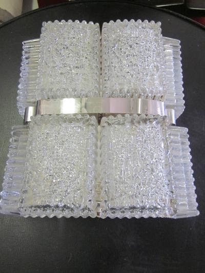 Tapio Wirkkala Pair Scandinavian Mid Century Modern Glass Wall Sconces Attr to Tapio Wirkkala