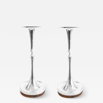 Tapio Wirkkala Pair of Tapio Wirkkala Sterling and Rosewood Candlesticks