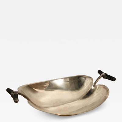 Tapio Wirkkala Tapio Wirkkala Apple Silver Serving Dish with Birch Handles Kultakeskus 1950s