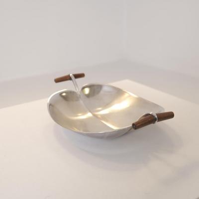 Tapio Wirkkala Tapio Wirkkala Dish TW 58 in Sterling Silver Teak Handles Kultakeskus 1966
