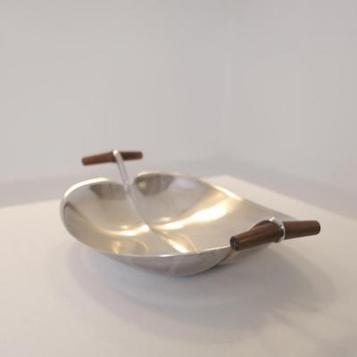 Tapio Wirkkala Tapio Wirkkala Dish TW 58 in Sterling Silver Teak Handles Kultakeskus 1966