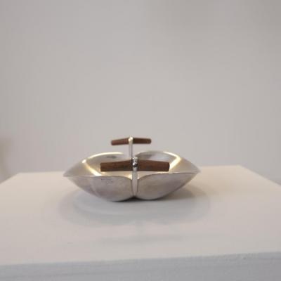 Tapio Wirkkala Tapio Wirkkala Dish TW 58 in Sterling Silver Teak Handles Kultakeskus 1966