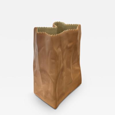 Tapio Wirkkala Tapio Wirkkala Small Brown Bag Porcelain Paperback Vase by Rosenthal in Germany