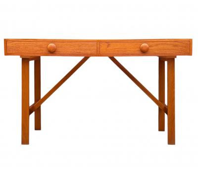 Teak Mid Century Danish Modern Double Sided Desk or Console Table