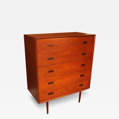 Teak Mid Century Modern Tall Dresser with Sculpted Handles