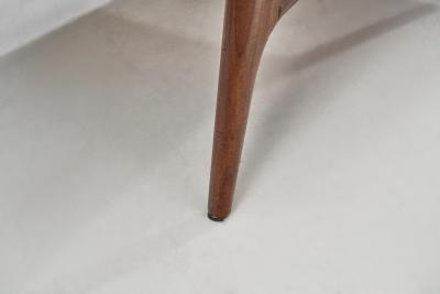 Teak Upholstered Armchairs with Slat Armrests Denmark 1960s