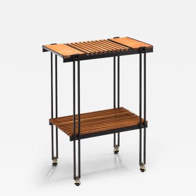 Teak and Metal Serving Cart by B R S Pava Italy ca 1950s