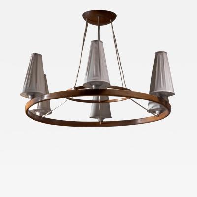 Teak ring chandelier