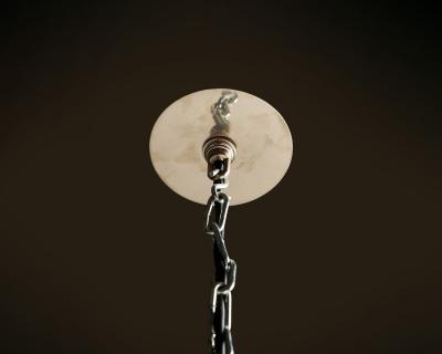 Teal Enameled Aluminum Industrial Pendant Light by Thorlux England c 1950