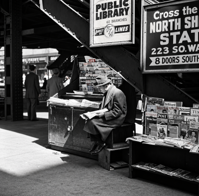 Ted Williams Man reading Billboard Magazine Chicago