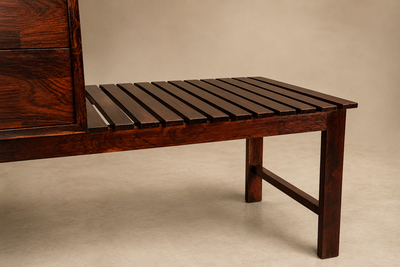 Telephone Bench with Integrated Two Drawer Cabinet and Shearling Cushion