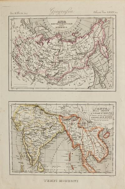 Tempi Moderni Map of Asia Italy circa 1850