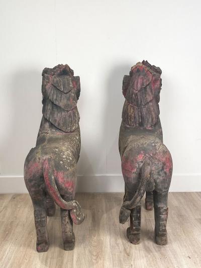 Temple Lions SE Asia 19th Century A Pair