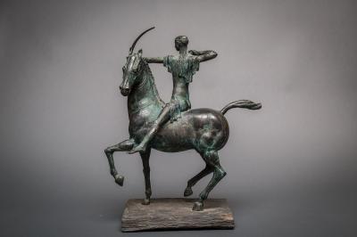 Temur Lomidze Bronze Horse with Archer by Temur Lomidze