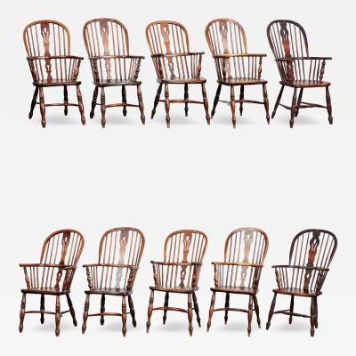 Ten English High Back Windsor Armchairs